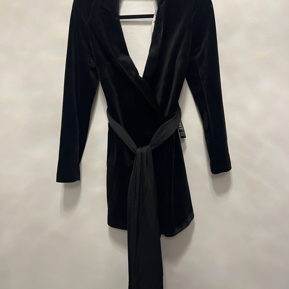 Express Black Velvet Midi Dress